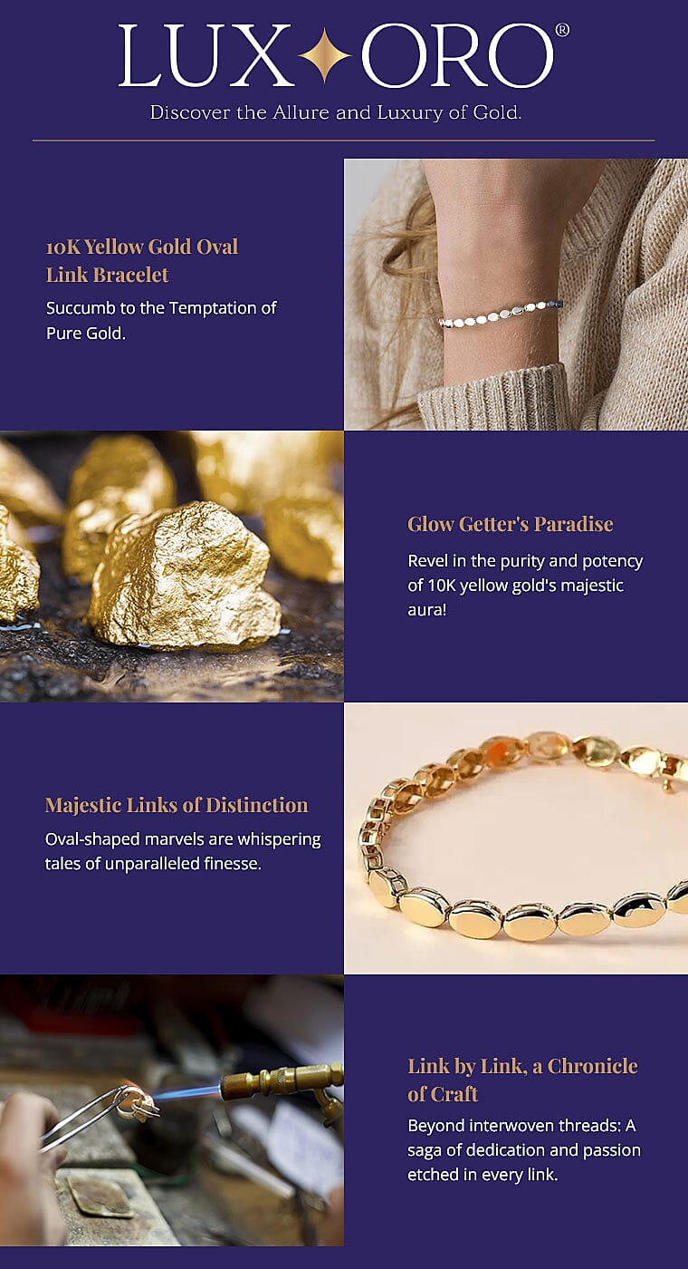 Luxoro 10K Yellow Gold Oval Link Bracelet Banner