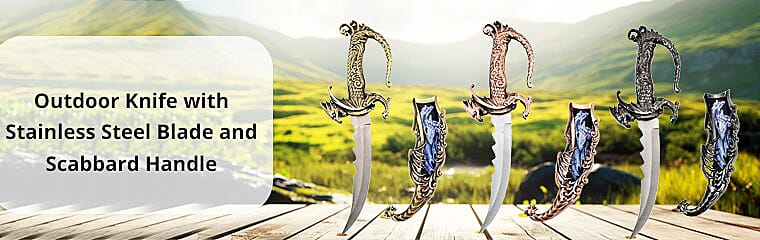 Outdoor Knife Stainless with Steel Blade and Scabbard HandleBanner