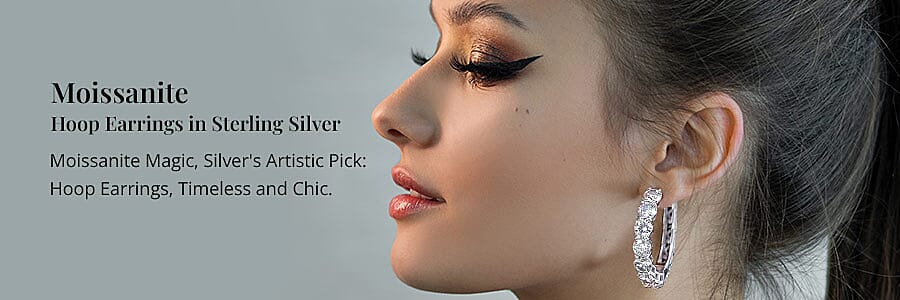 Moissanite Hoop Earrings in Sterling Silver Banner