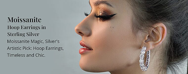 Moissanite Hoop Earrings in Sterling Silver Banner