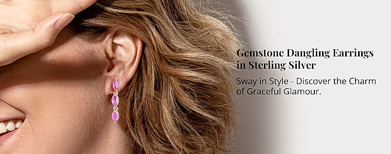 Gemstone Dangling Earrings in Sterling Silver  Banner