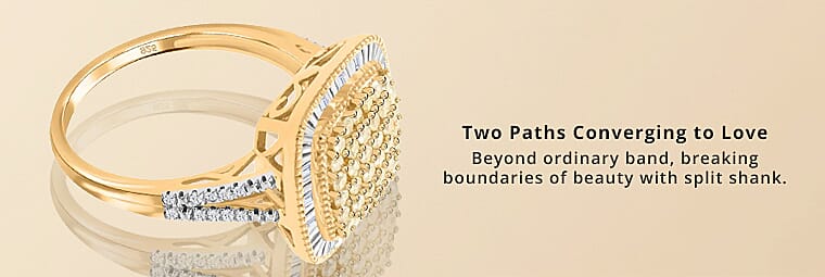 Natural Yellow and White Diamond Ring in Sterling Silver Banner