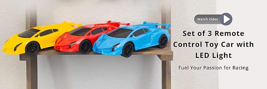 Set of 3 Remote Control Toy Car with LED Light Banner