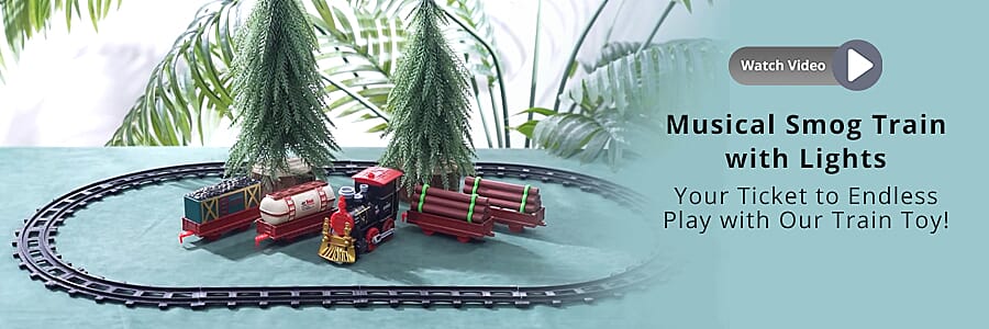 Musical Smog Train with Lights Banner