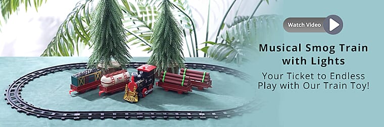 Musical Smog Train with Lights Banner