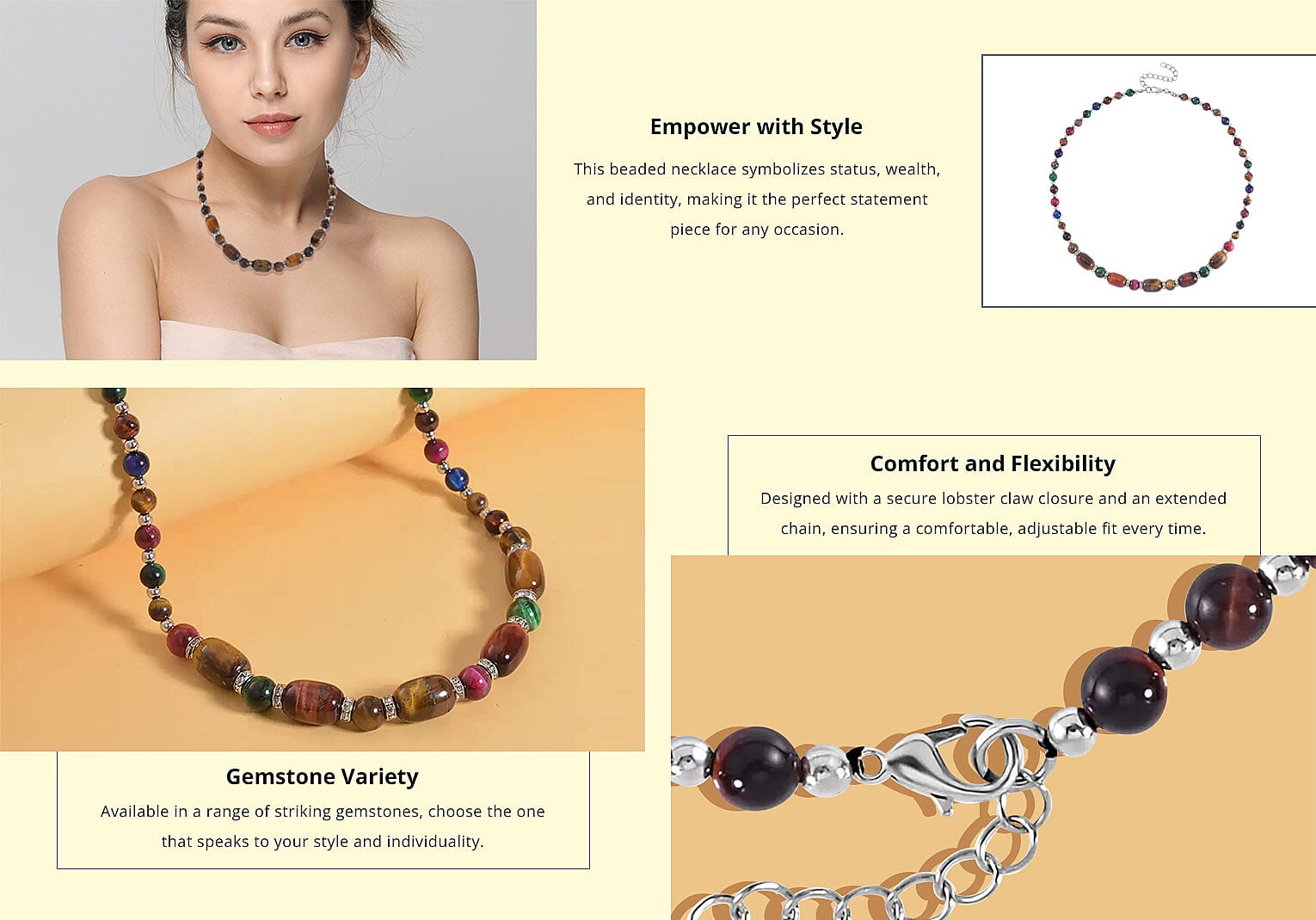 Beaded Necklace in Silvertone Banner