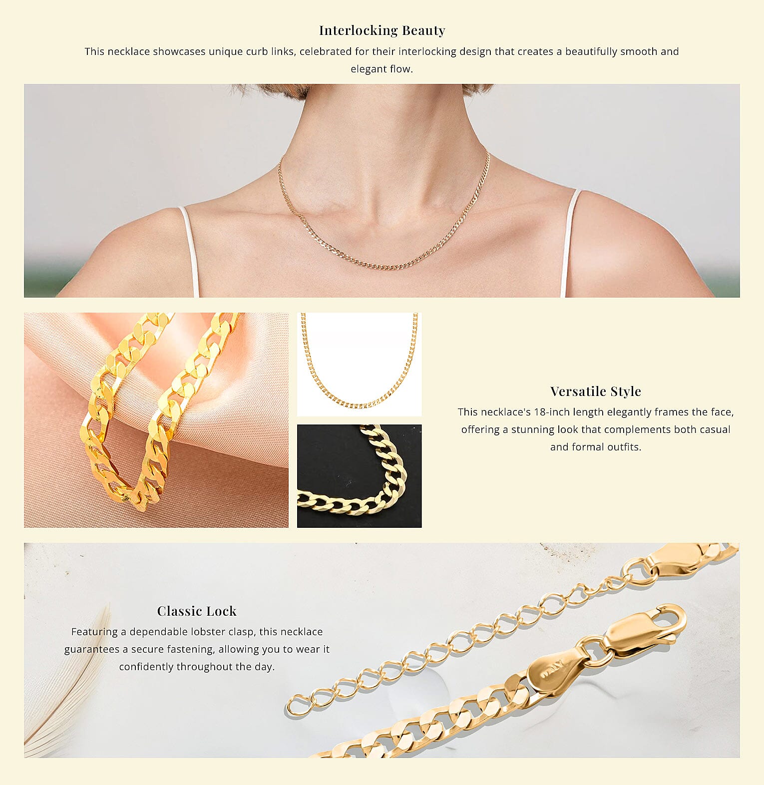 Made in Italy Italian 14K Yellow Gold Over Sterling Silver Curb Super Flat Necklace Banner