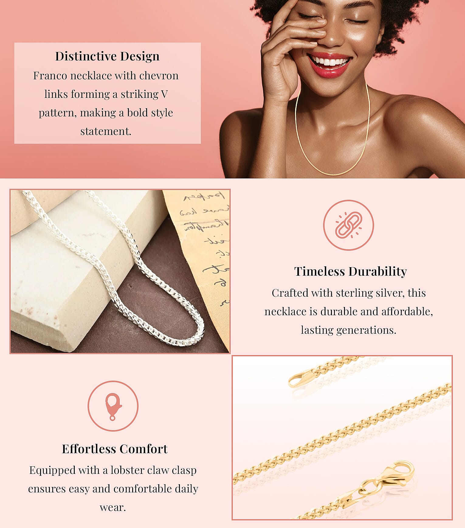 Italian 14K YG Over Sterling Silver Franco Necklace Banner