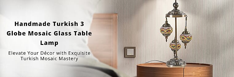 Handmade Turkish 3 Globe Mosaic Glass Table LampBanner