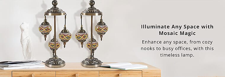 Handmade Turkish 3 Globe Mosaic Glass Table LampBanner