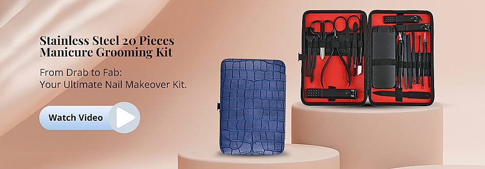 Stainless Steel 20 Pieces Manicure Grooming Kit Banner