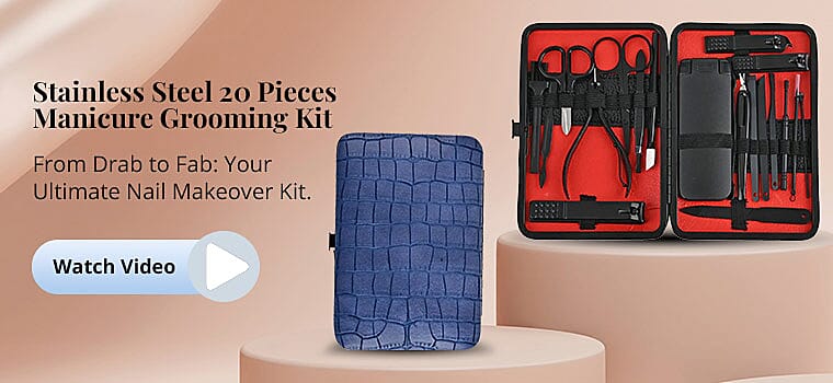 Stainless Steel 20 Pieces Manicure Grooming Kit Banner