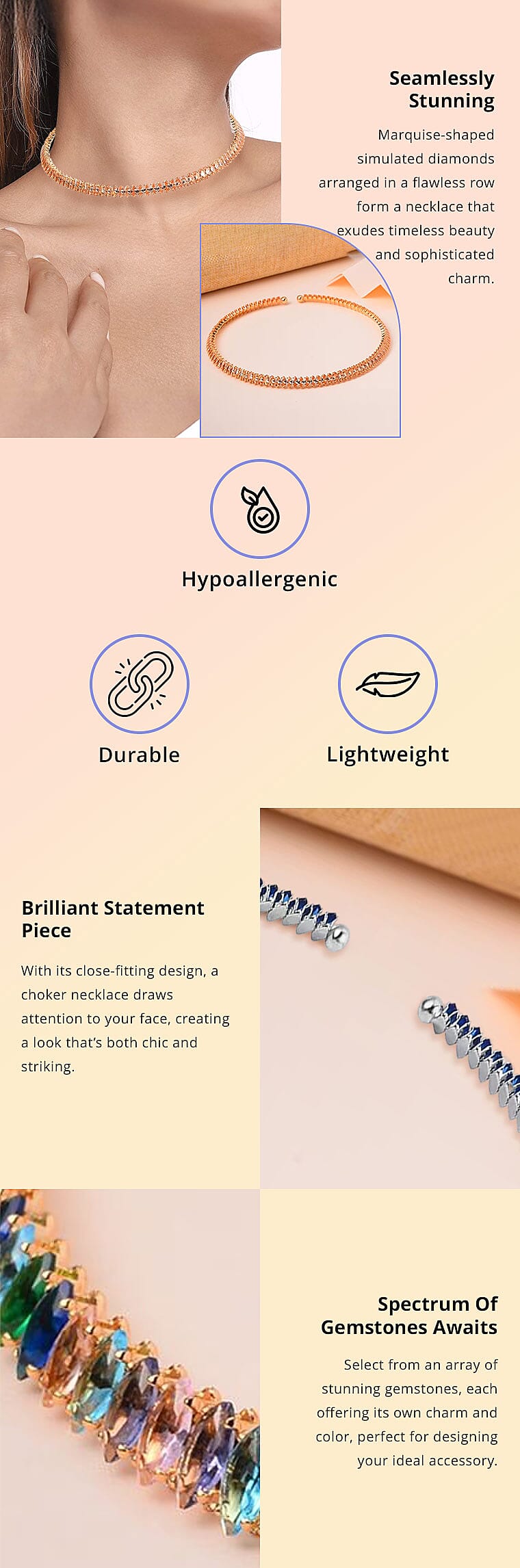 Simulated Multi Color Diamond Choker Necklace Banner