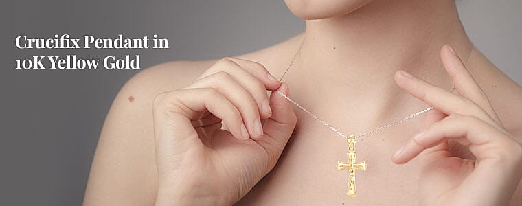 Crucifix Pendant in 10K Yellow Gold Banner