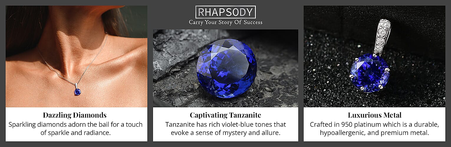 Rhapsody AAAA Tanzanite and E-F VS2 Diamond Pendant Banner