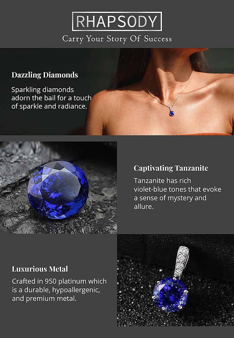 Rhapsody AAAA Tanzanite and E-F VS2 Diamond Pendant Banner
