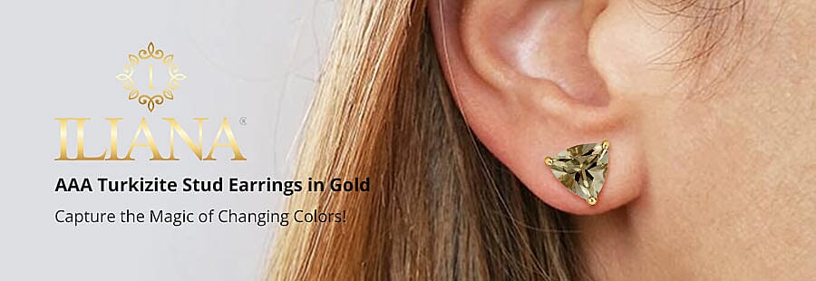 Iliana AAA Turkizite Stud Earrings in Gold Banner