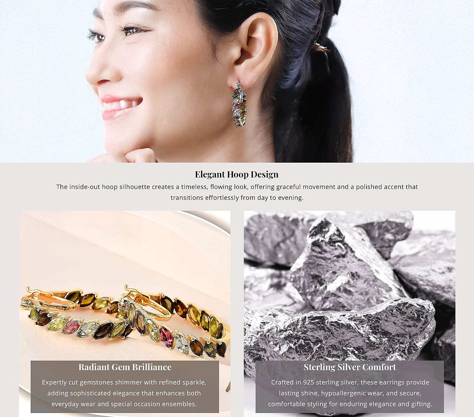 Multi-Tourmaline Inside Out Hoop Earrings in Platinum Over Sterling Silver 9.00 ctw Banner