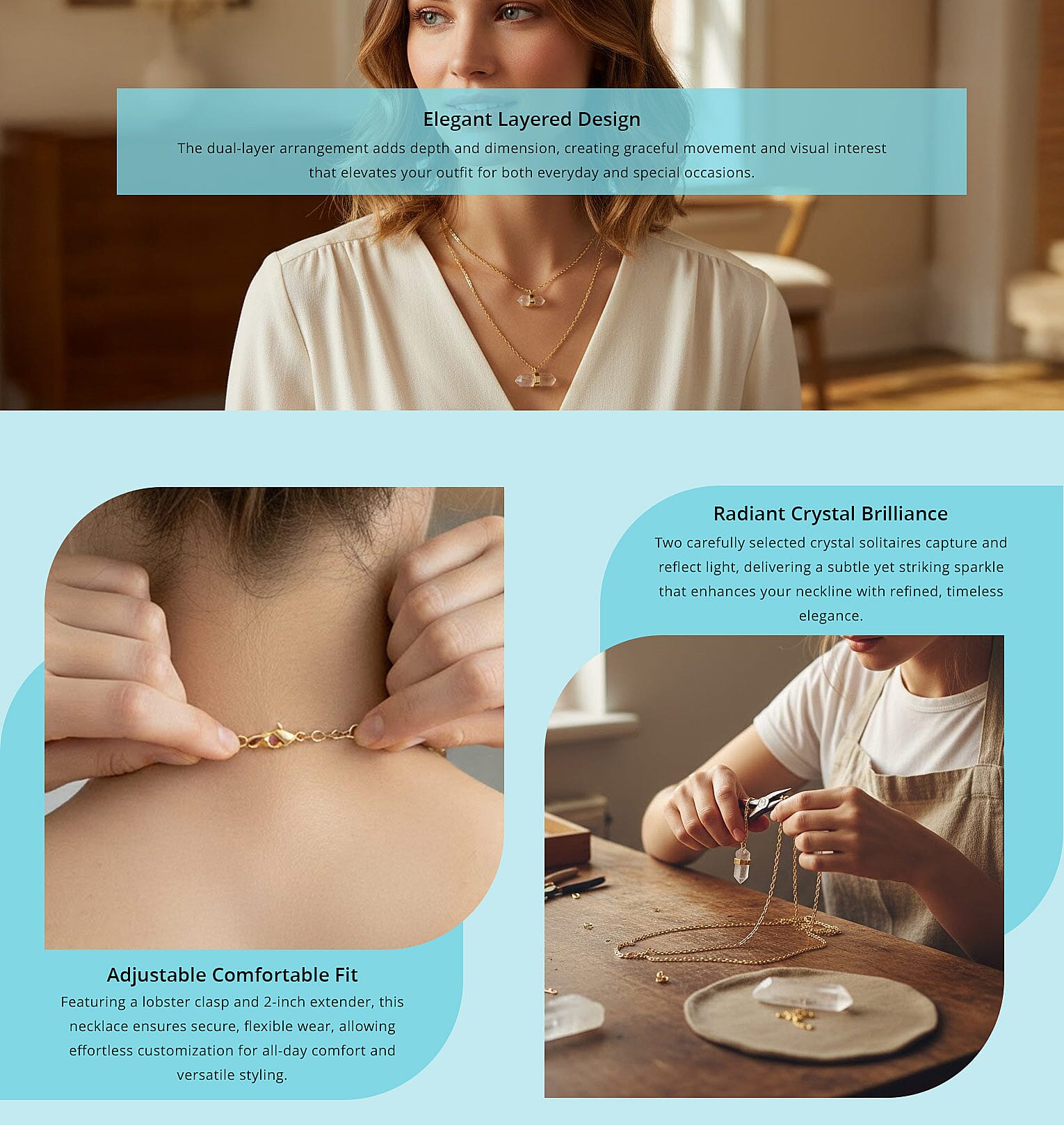 Crystal Double Layer Necklace Banner