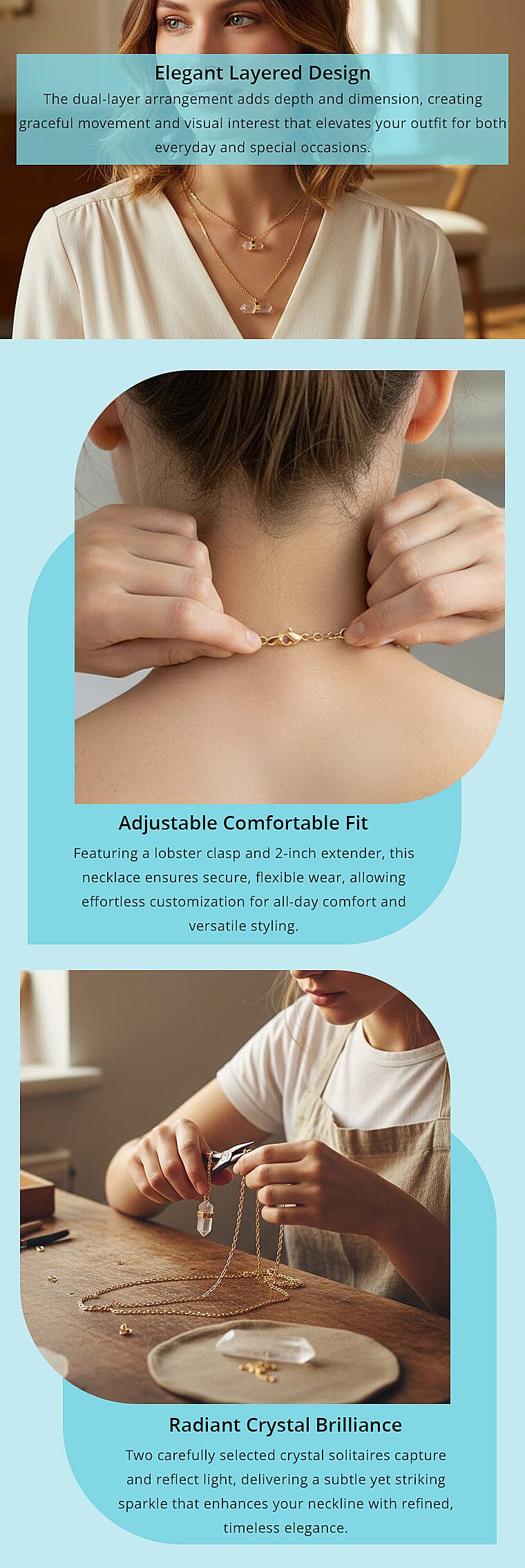 Crystal Double Layer Necklace Banner