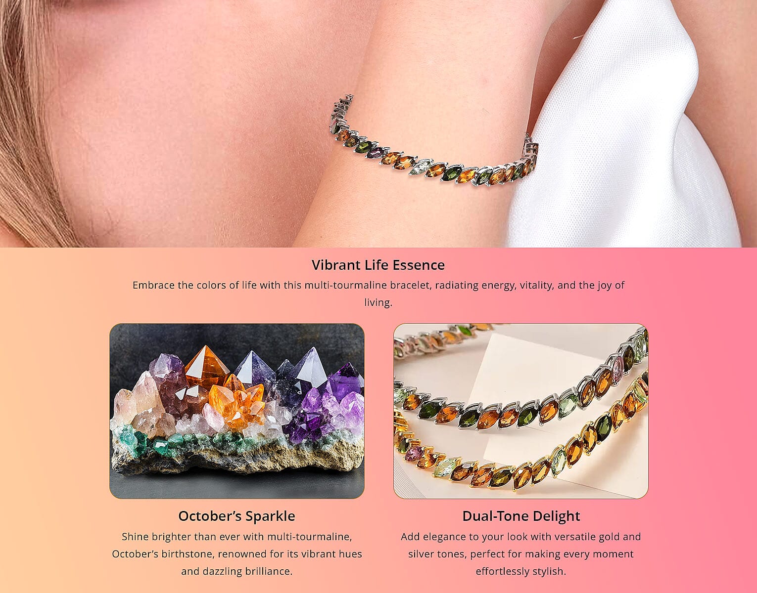 Multi-Tourmaline 13.00 ctw Tennis Bracelet, Platinum Over Sterling Silver Bracelet Banner