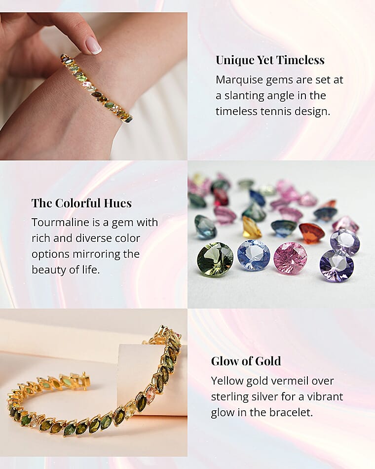 Multi-Tourmaline Tennis Bracelet in Vermeil Yellow Gold Over Sterling Silver Earrings Banner