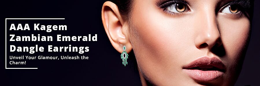 AAA Kagem Zambian Emerald Dangle Earrings Banner