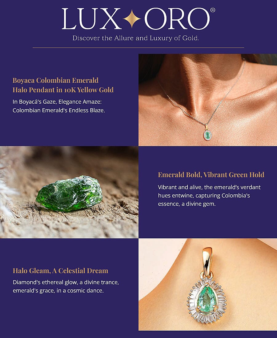 Luxoro Premium Boyaca Colombian Emerald Halo Pendant Banner