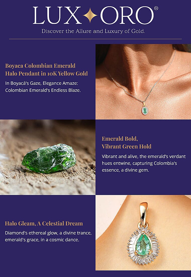 Luxoro Premium Boyaca Colombian Emerald Halo Pendant Banner