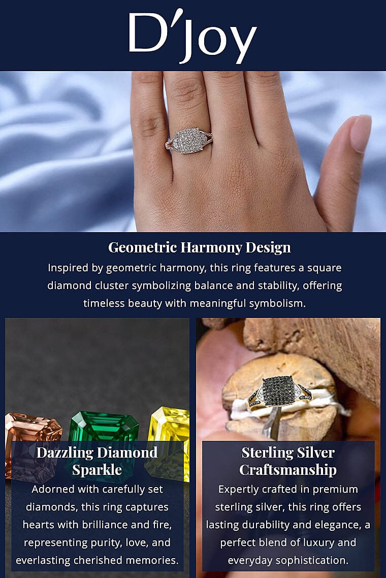 D'Joy Natural Champagne and White Diamond 0.50 ctw Split Shank Ring in Vermeil Rose Gold Over Sterling Silver Banner