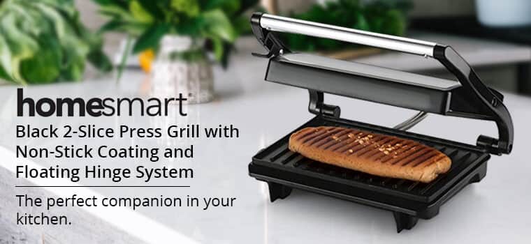 Buy Homesmart Black 2-Slice Press Grill with Non-Stick Coating and Floating  Hinge System at ShopLC.