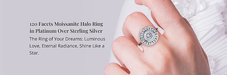 120 Facets Moissanite Halo Ring Banner