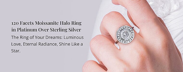 120 Facets Moissanite Halo Ring Banner