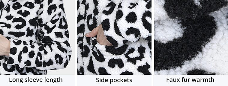 Buy Passage Snow Leopard Print Faux Fur Coat For Women With