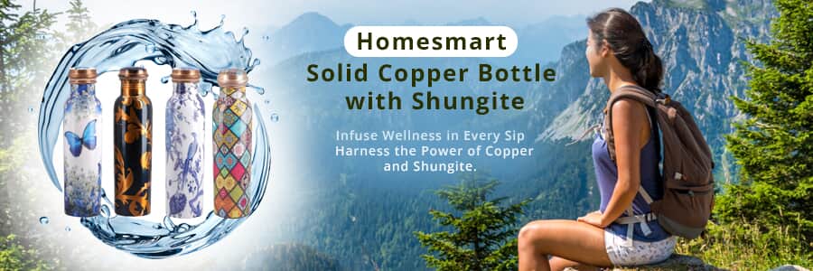 Buy Homesmart Light Blue Butterfly Printed Solid Copper Bottle with  Shungite and Copper Infuser 33.81 oz, Copper Water Bottle, Infused Bottle, Infuser  Water Bottle, Water Infuser at ShopLC.