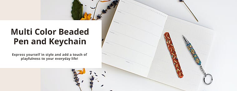 Multi Color Beaded Pen and Keychain         Banner