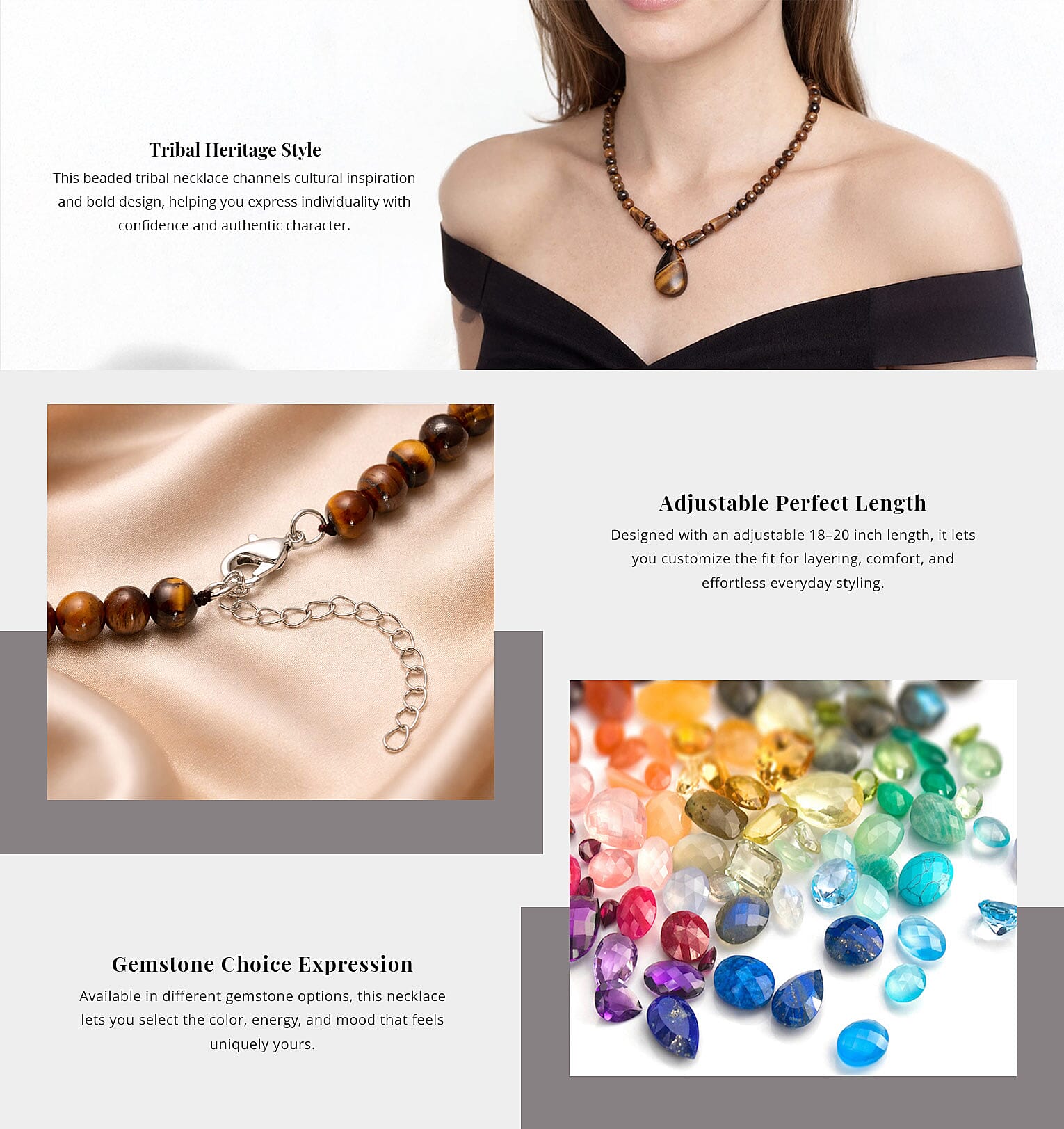 Yellow Tiger's Eye 158.50 ctw Beaded Tribal Necklace 18-20 Inches in Silvertone Banner