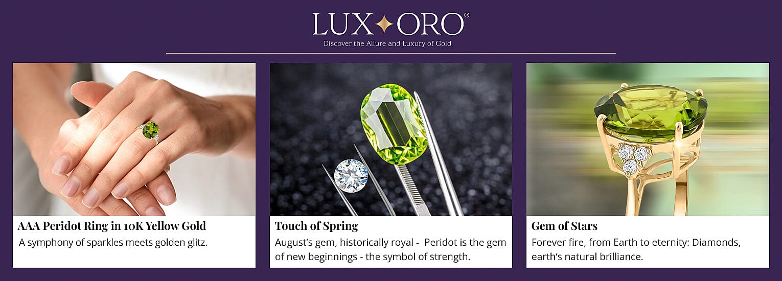 Luxoro AAA Peridot Ring in 10K Yellow Gold Banner