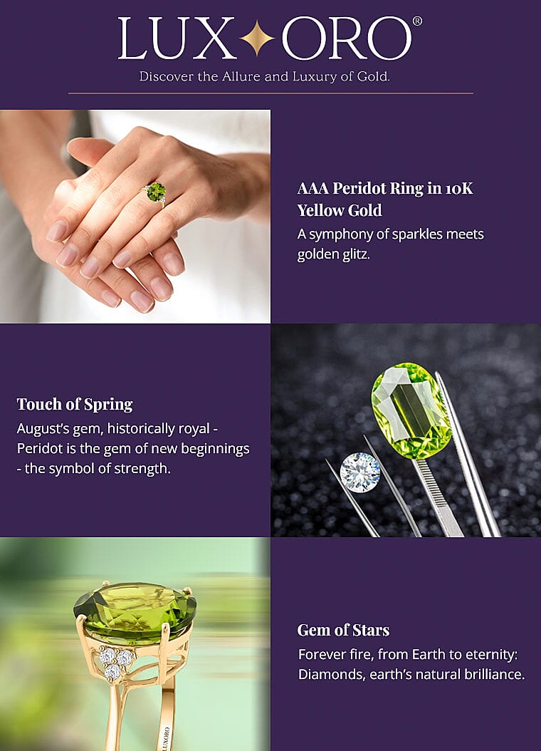 Luxoro AAA Peridot Ring in 10K Yellow GoldBanner