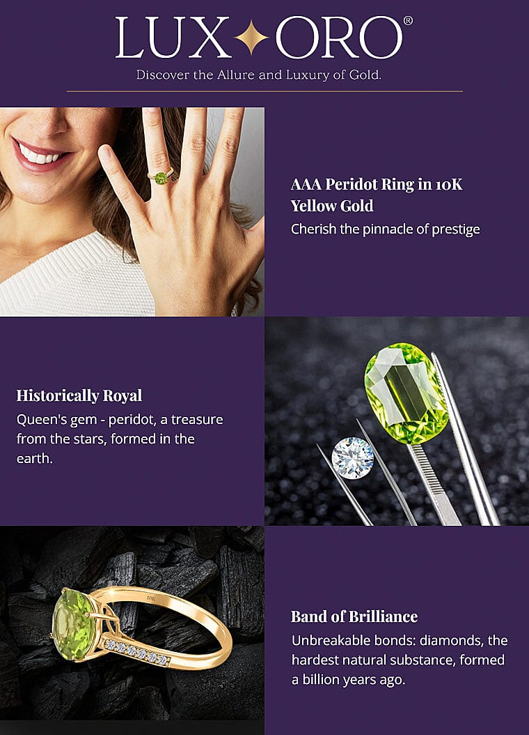 Luxoro AAA Peridot Ring in 10K Yellow GoldBanner