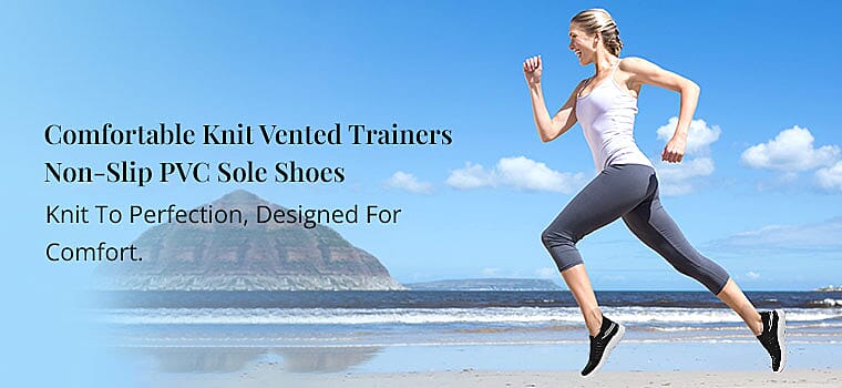 Comfortable Knit Vented Trainers Non-Slip PVC Sole Shoes Banner