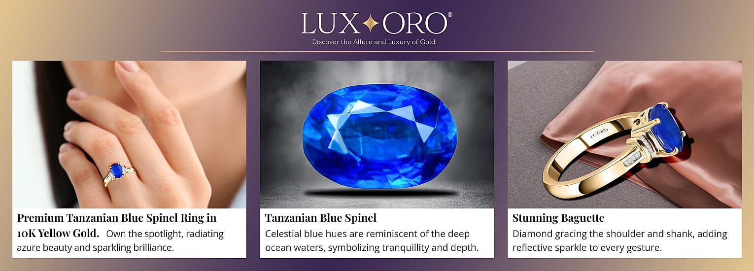 Luxoro Premium Tanzanian Blue Spinel Ring in 10K Yellow Gold Banner