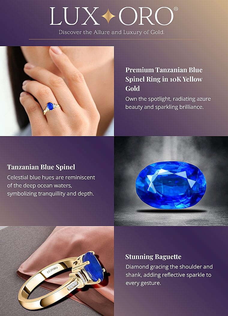Luxoro Premium Tanzanian Blue Spinel Ring in 10K Yellow GoldBanner