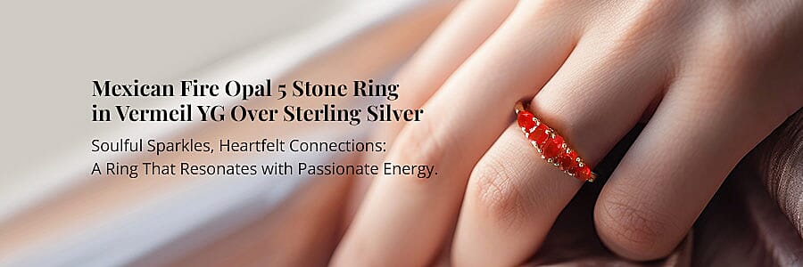 Mexican Fire Opal 5 Stone Ring Banner