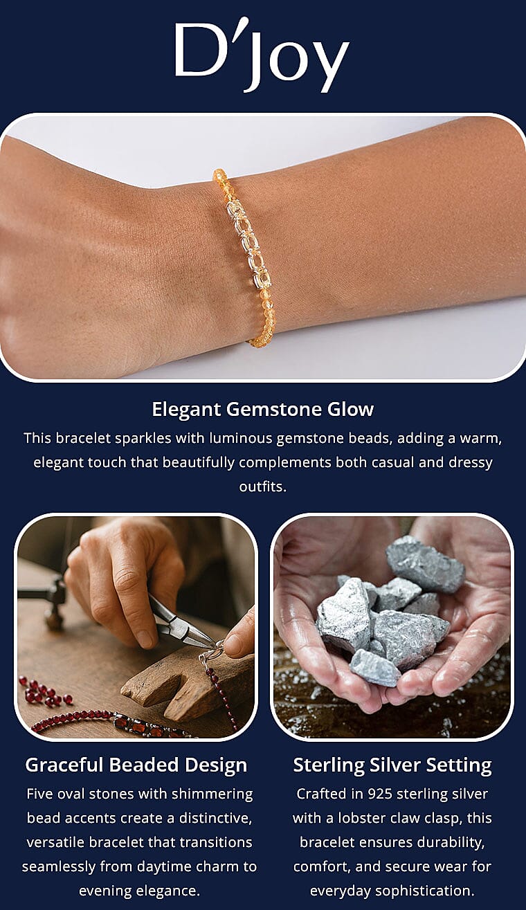 D'Joy Brazilian Citrine 10.85 ctw Beaded Bracelet in Sterling Silver (6.50-8.00In) Banner