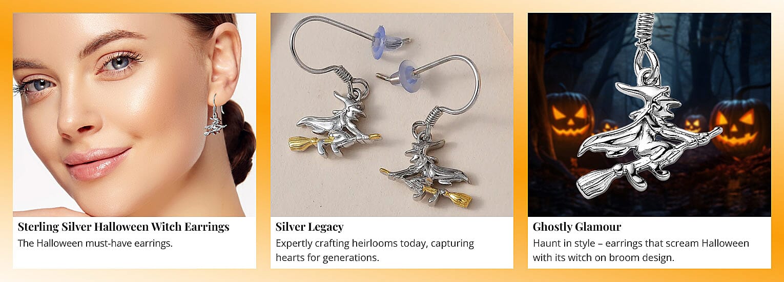 Sterling Silver Halloween Witch Earrings Banner