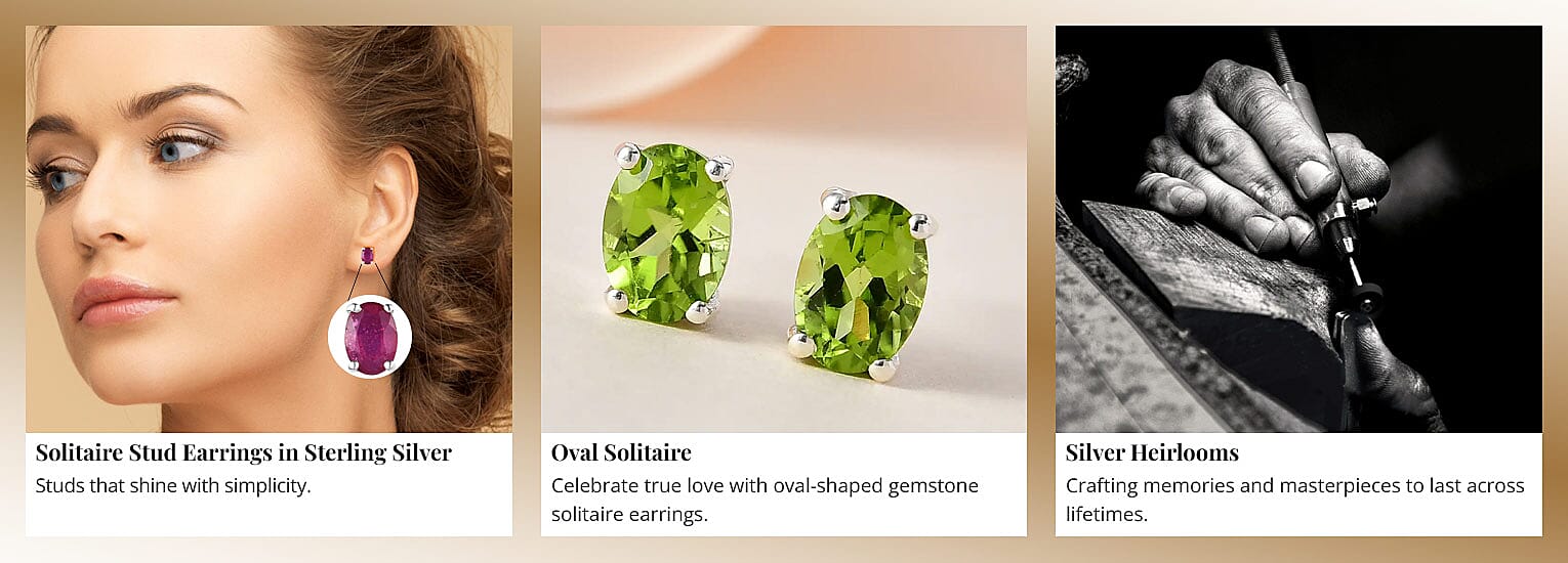 Solitaire Stud Earrings in Sterling Silver Banner