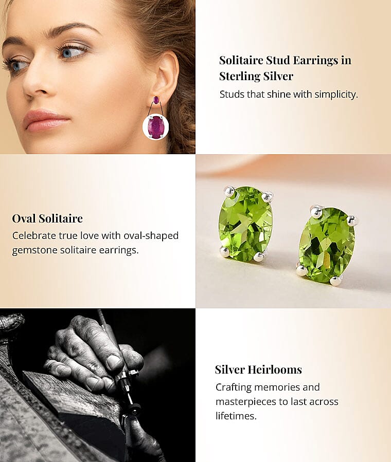 Solitaire Stud Earrings in Sterling SilverBanner