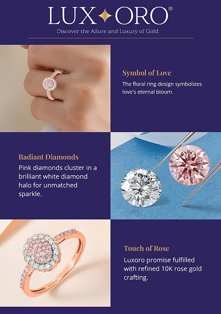 Luxoro Natural Pink and White Diamond Floral Ring Banner