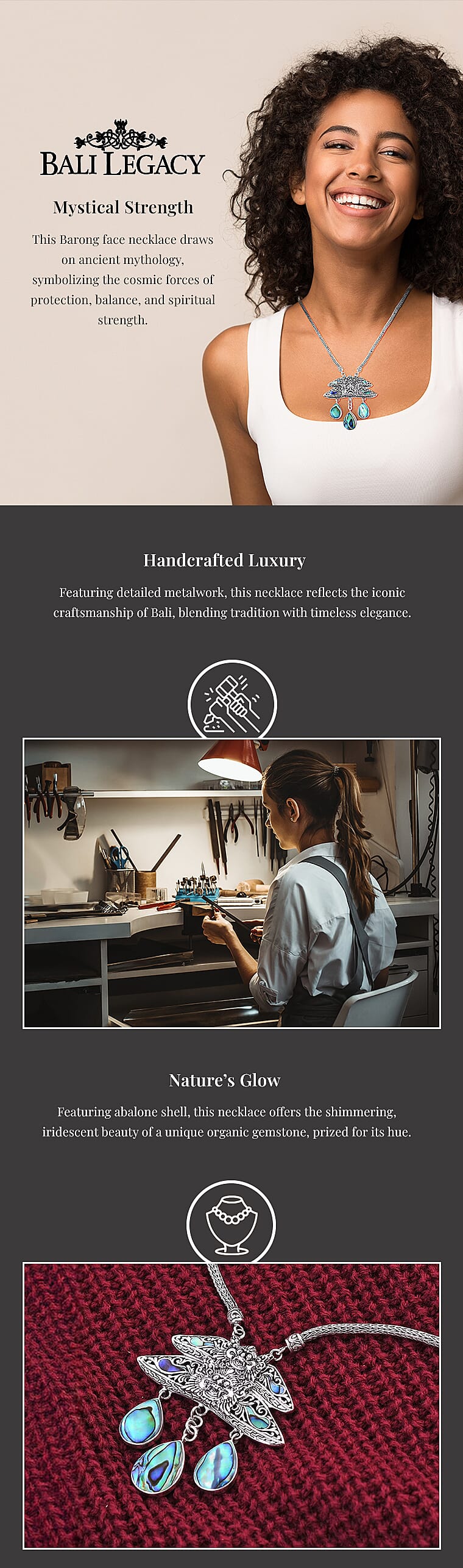 Bali Legacy Abalone Shell Barong NecklaceBanner